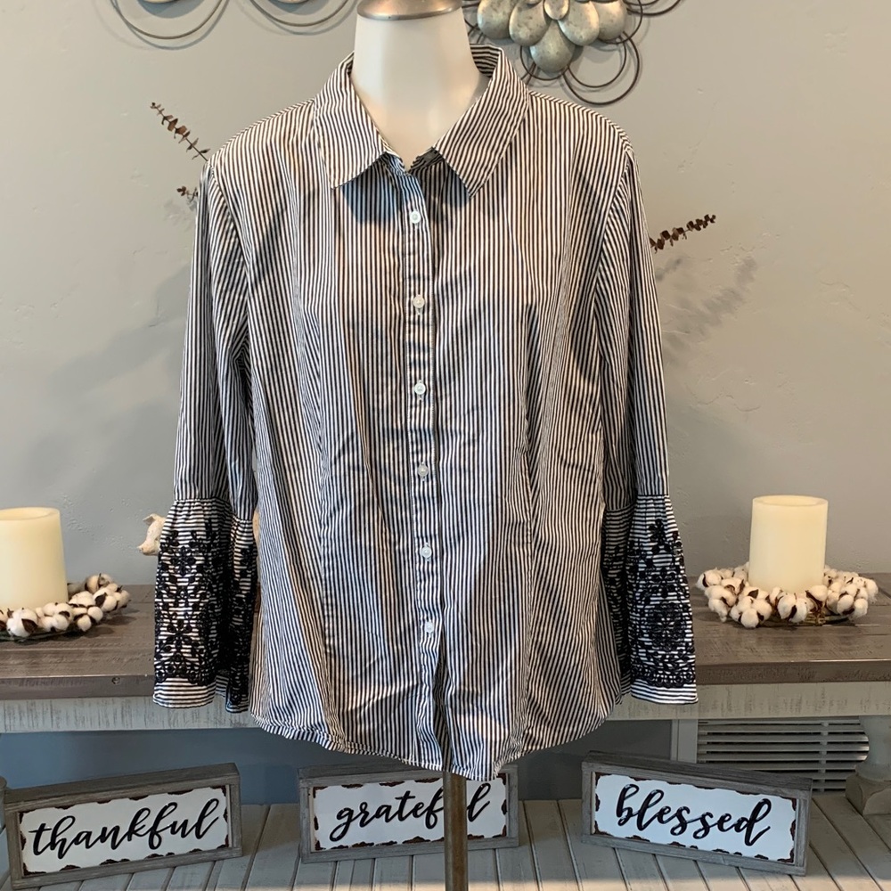 Calvin Klein Black and White Striped Top